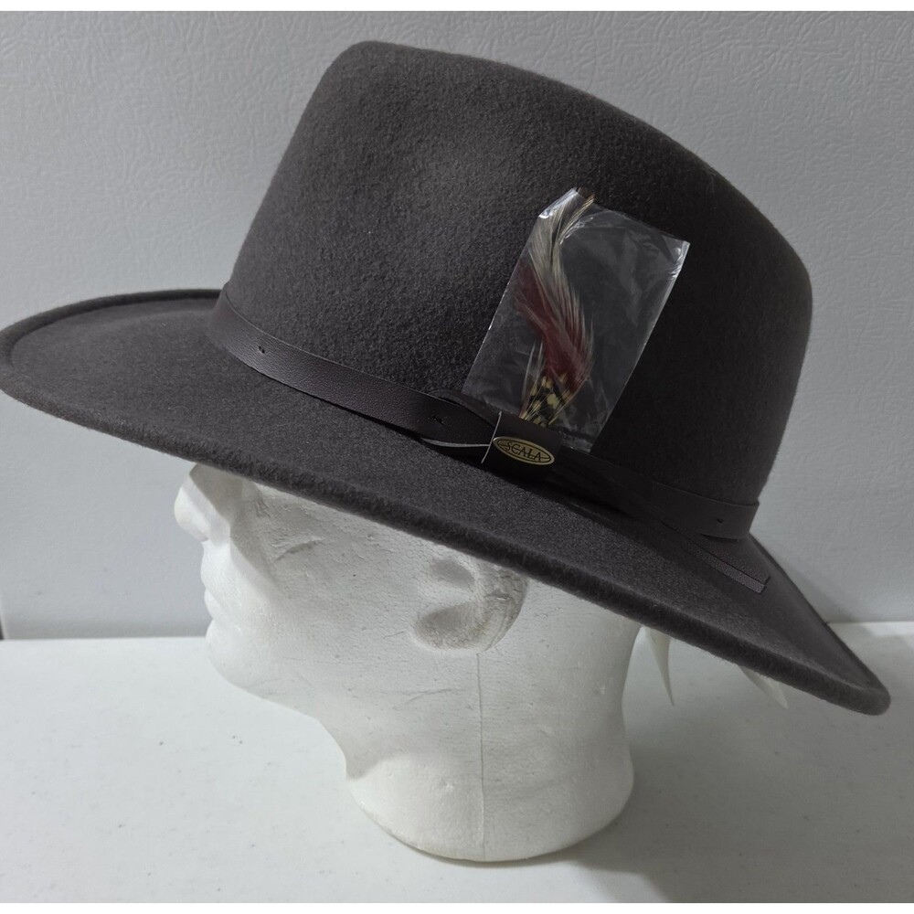 Scala 100% Wool Gray Hat Outback Size M NWT